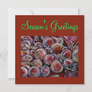 Red Christmas Balls Holiday Card