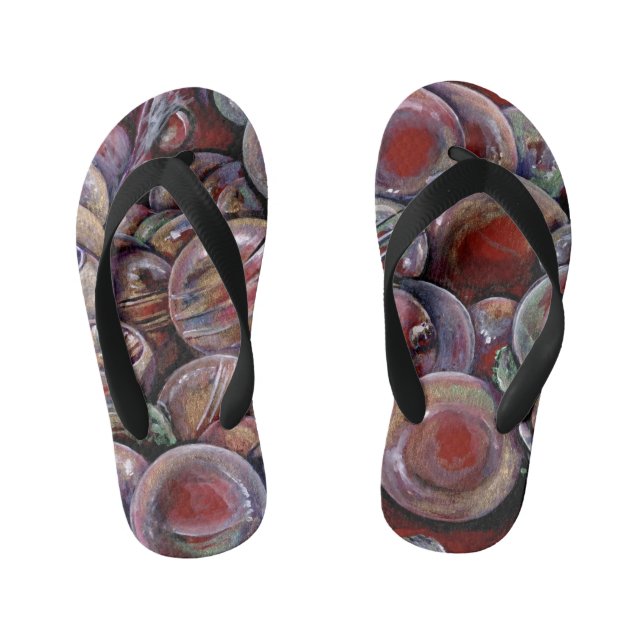 Red Christmas Balls Kid's Flip Flops (Footbed)