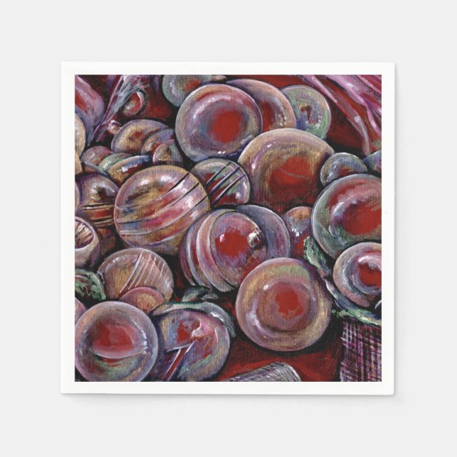 Red Christmas Balls Napkin (Front)