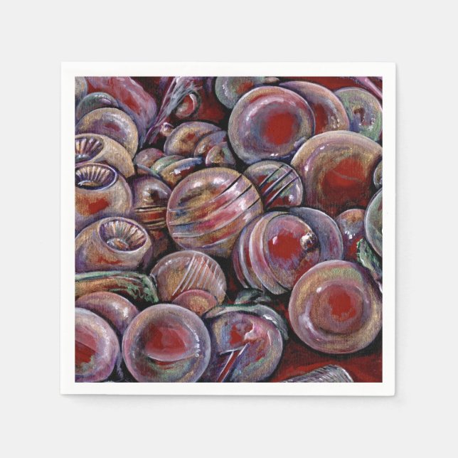 Red Christmas Balls Napkin (Front)