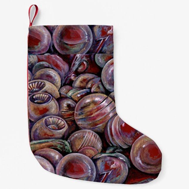 Red Christmas Balls Small Christmas Stocking (Front)