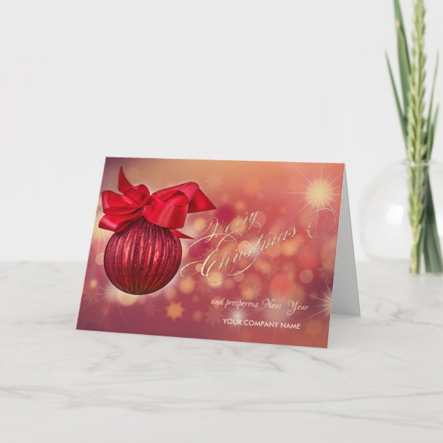 Red Christmas Balls,Snowflake Dark Company  Holiday Card (Front)