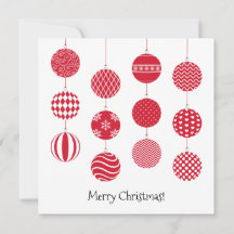 Red Christmas Balls Square Card