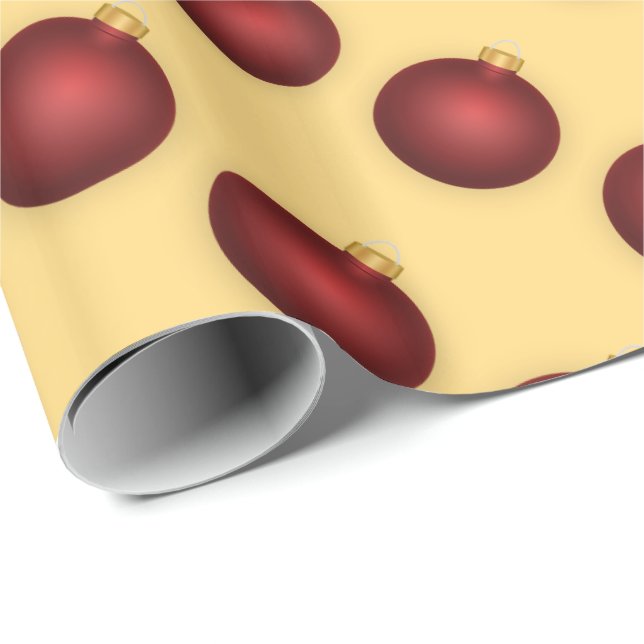 Red Christmas Bauble Ornaments Wrapping Paper (Roll Corner)