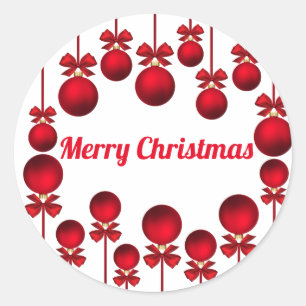 Red Christmas Baubles Classic Round Sticker