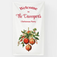 Red Christmas Baubles with Holly Festive