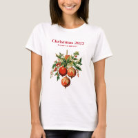 Red Christmas Baubles with Holly Festive