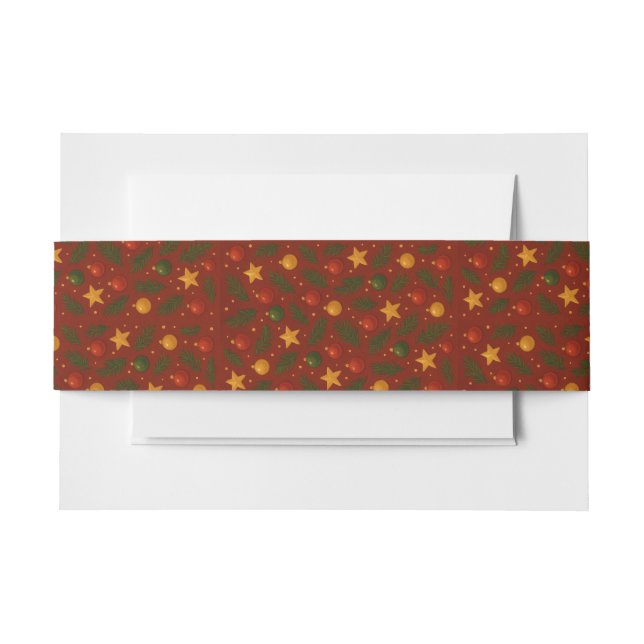 Red Christmas Belly Band – Classic Holiday wrap Invitation Belly Band (Front Example)