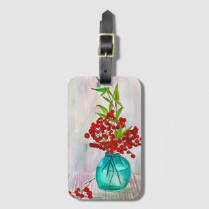 Red Christmas Berries watercolor fine art Luggage Tag