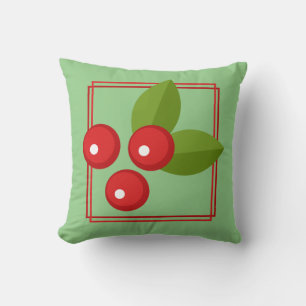 Red Christmas Berry Graphic Throw Pillow Customise
