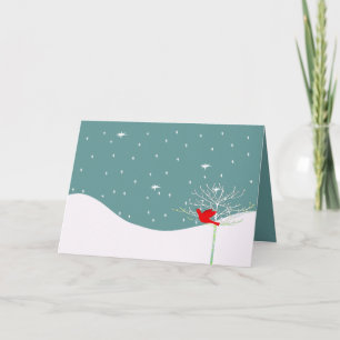 Red Christmas Bird Holiday Card