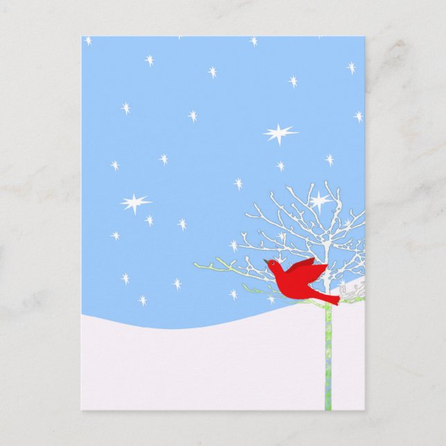 Red Christmas Bird Holiday Postcard (Front)
