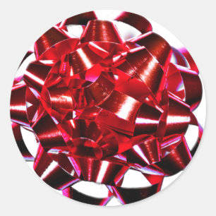 Red Christmas Bow Classic Round Sticker