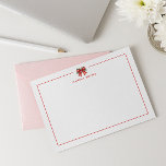 RED CHRISTMAS BOW COQUETTE MISTLETOE PERSONALIZED  CARD<br><div class="desc">Girly and feminine elegant personalised stationery flat cards for Christmas Seasons feature your name in Sans Serif font coupled with elegant red festive in coquette style adorned with mistletoe and berries, The same bows is on the reverse of the card. The name can easily be personalised to make a design...</div>