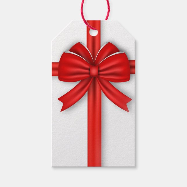 Red Christmas Bow Gift Tags (Front)