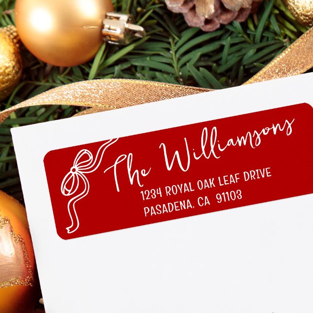 Red Christmas Bow Hand Drawn Doodle Script Address (Creator Uploaded)