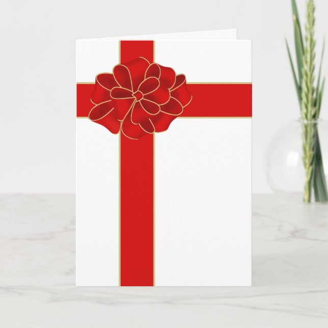 Red Christmas Bow Holiday Card (Front)