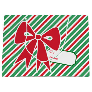 Red Christmas Bow Peppermint Gift Tag Bag