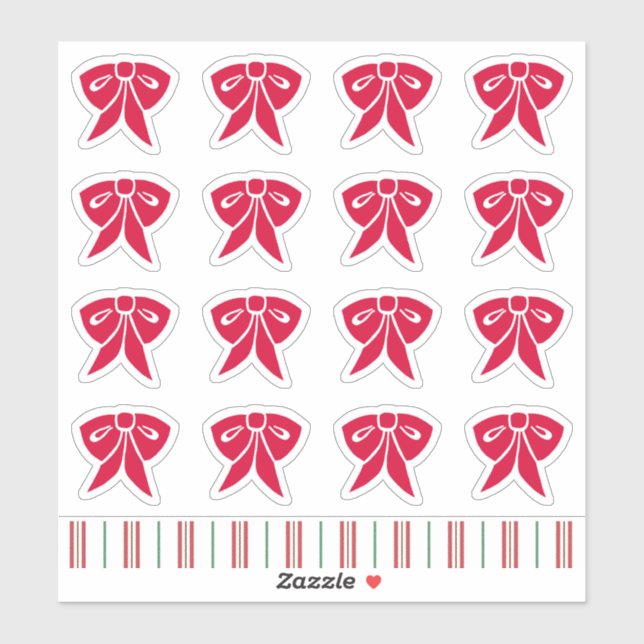 Red Christmas Bow Stickers (Sheet)