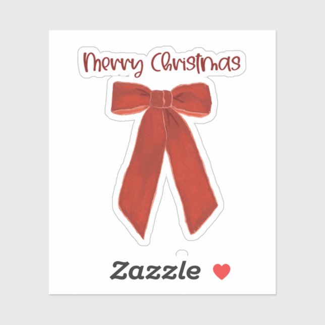 Red Christmas Bow with Merry Christmas Text (Sheet)