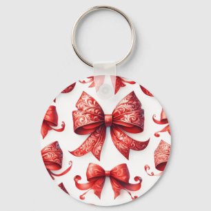 Red Christmas Bows Key Ring