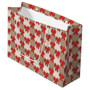 Red Christmas Bows on Checker Large Gift Bag