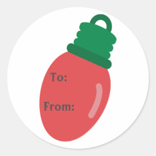 Red Christmas Bulb Gift Tag Stickers