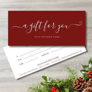 Red Christmas Business Gift Certificate Simple
