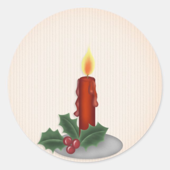Red Christmas Candle Classic Round Sticker (Front)