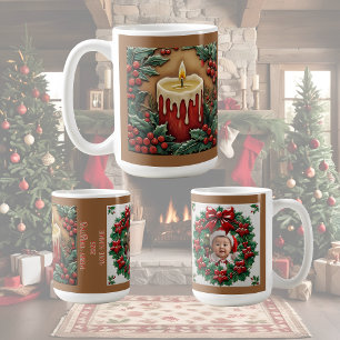  Red Christmas Candle Customisable Coffee Mug