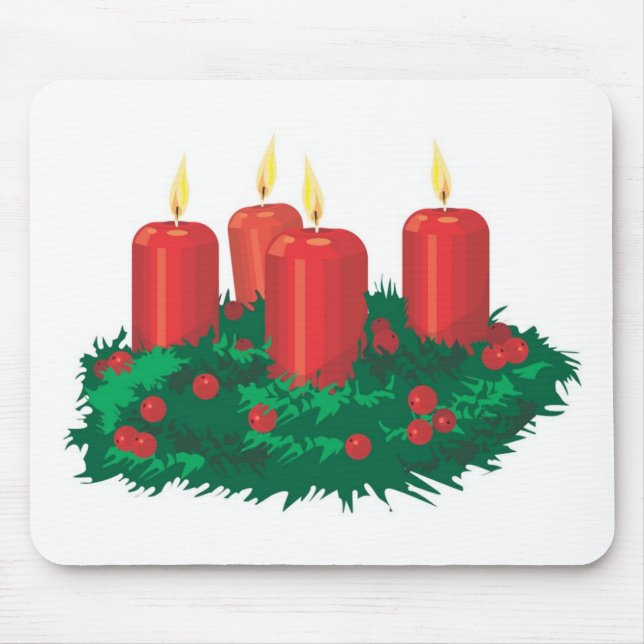 Red Christmas Candles Mouse Mat (Front)
