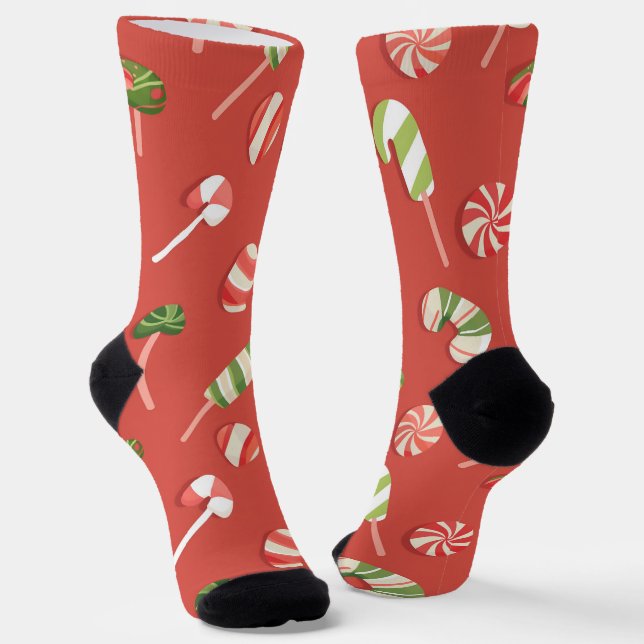 Red Christmas Candy Socks (Angled)