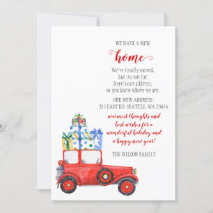 Red Christmas Car We've Moved Holiday Cards