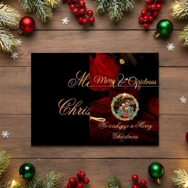 Red Christmas Card with Family Photo (Creator Uploaded)