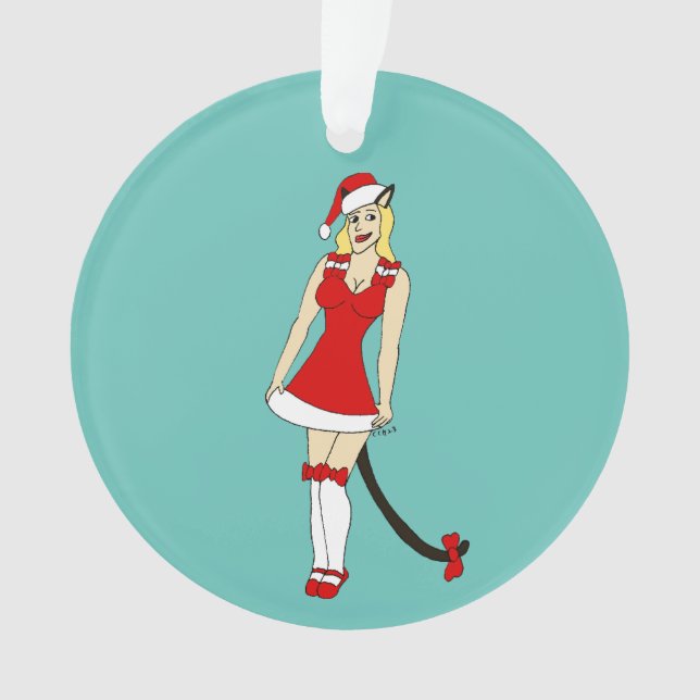 Red Christmas catgirl Ornament (Front)