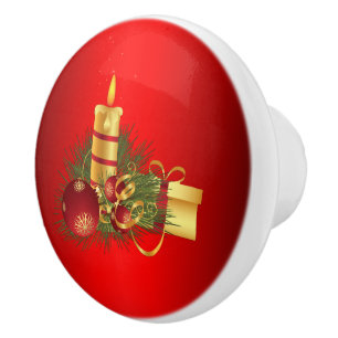 Red Christmas Ceramic Knob