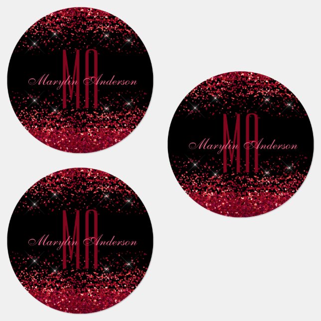 RED CHRISTMAS CHUNKY GLITTER CUSTOM MONOGRAM (Group)