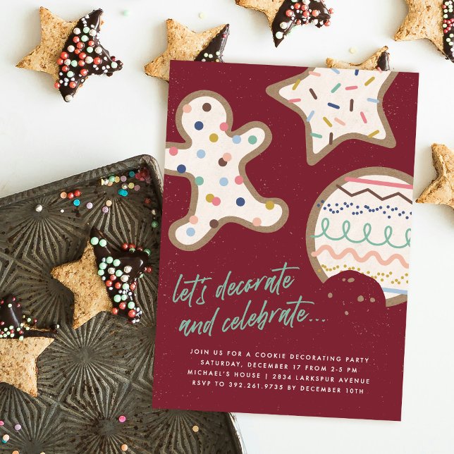 Red Christmas Cookie Decorating Party Invitation (Creator Uploaded)