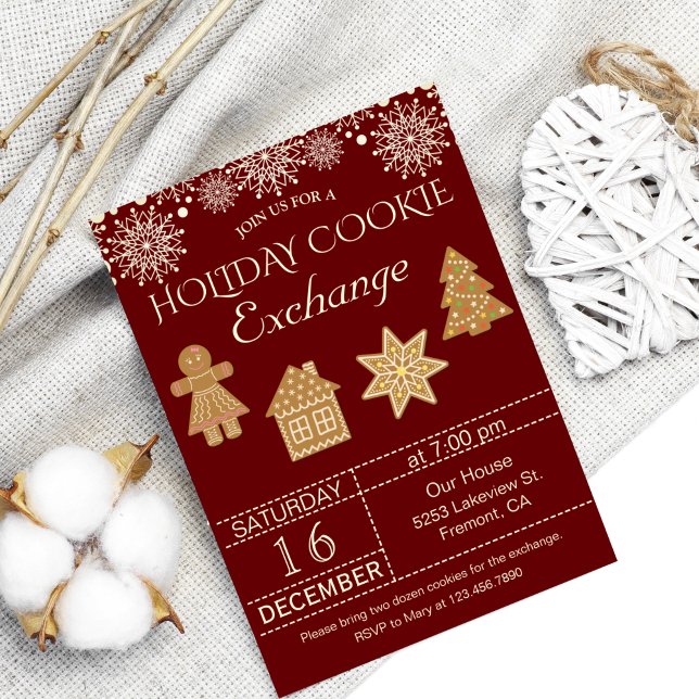 Red Christmas Cookie Exchange Party Invitation (Creator Uploaded)