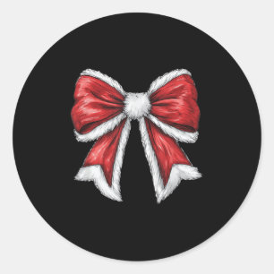 Red Christmas Coquette Bow Santa Classic Round Sticker