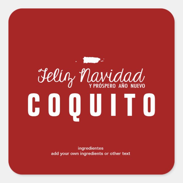 Red Christmas Coquito Square Sticker (Front)