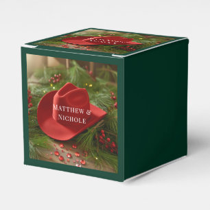 Red Christmas Cowboy Hat Wedding Favour Box