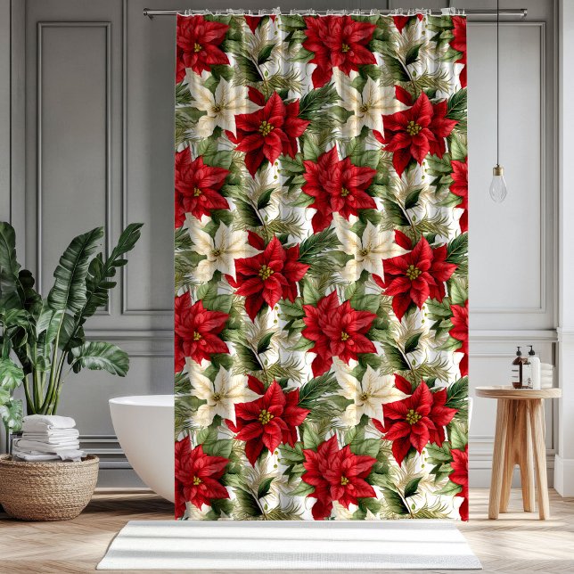 Red Christmas Curtain Floral Touch for the Home (Red Christmas Curtain Floral Touch for the Home)