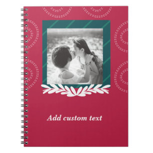 Red christmas customisable photo gift  notebook