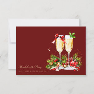 Red Christmas Decor Bachelorette Party Card