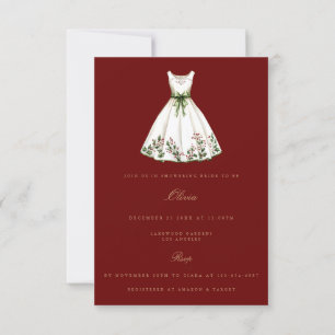 Red Christmas Decor Bridal Shower Invitation