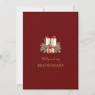 Red Christmas Decor Bridesmaid Proposal Card