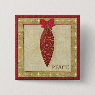 Red Christmas Decoration Love 15 Cm Square Badge