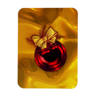 Red Christmas Decoration on Gold Magnet