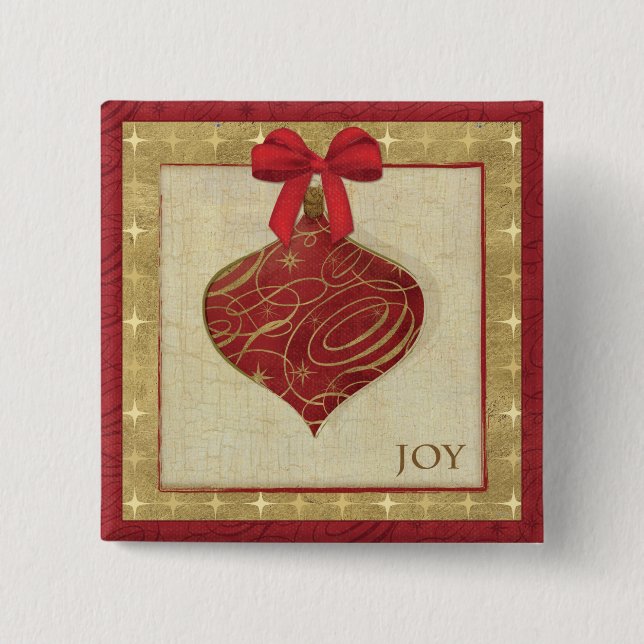 Red Christmas Decoration Peace 15 Cm Square Badge (Front)